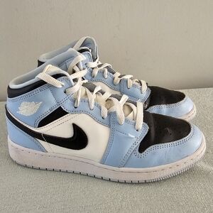 NIKE Air Jordan 1 Retro High Top Blue & White Leather Sneakers